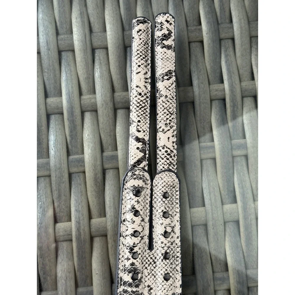 NWT BCBGMAXAZRIA Belt Snakeskin Print Double Buckle Light Tan Python Small